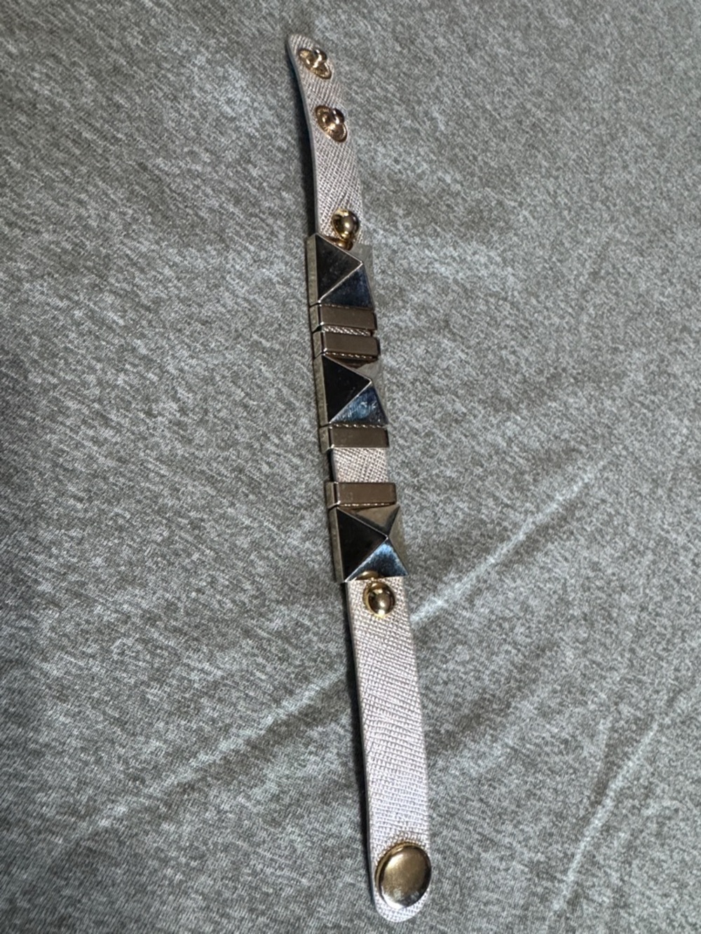 Source Unknown Nude Elastic Belt with Gold & Gunmetal Accents